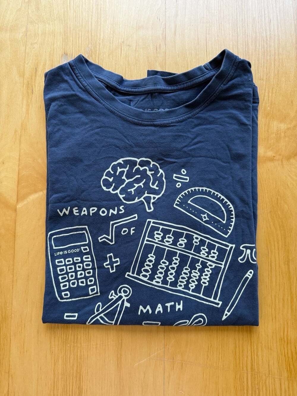 Life Is Good Math Instruction T-Shirt Size XL Blue Graphic Tee